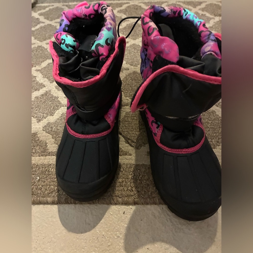 ATHLETECH Pink & Black Leopard Print Kids Snow Boots